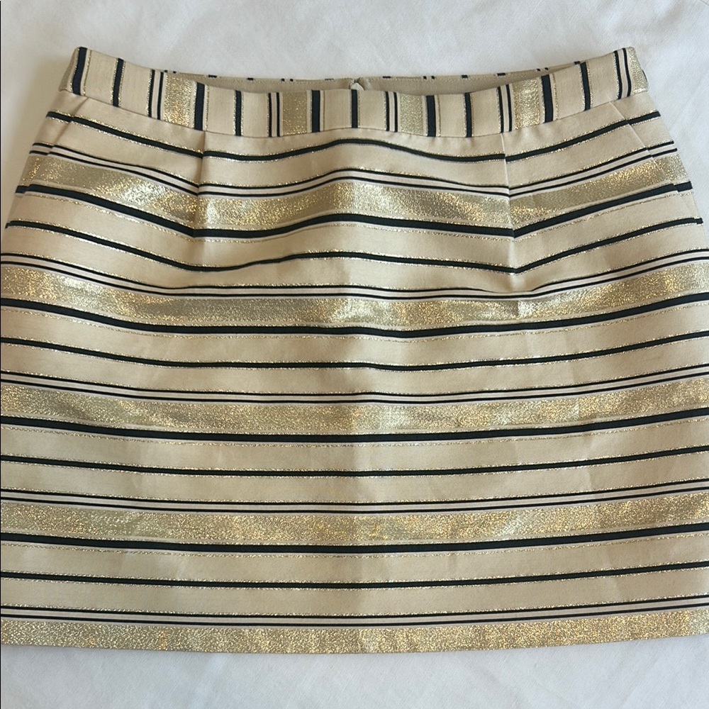 J. Crew Cream and White Mini Pencil Skirt Casual
